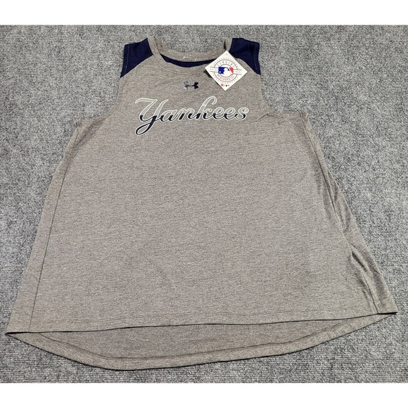 Under Armour Jackets & Blazers - WOMENS UNDER ARMOUR MLB HEATGEAR NEW YORK YANKEES VEST TANKS Sz M GRAY/BLUE NWT